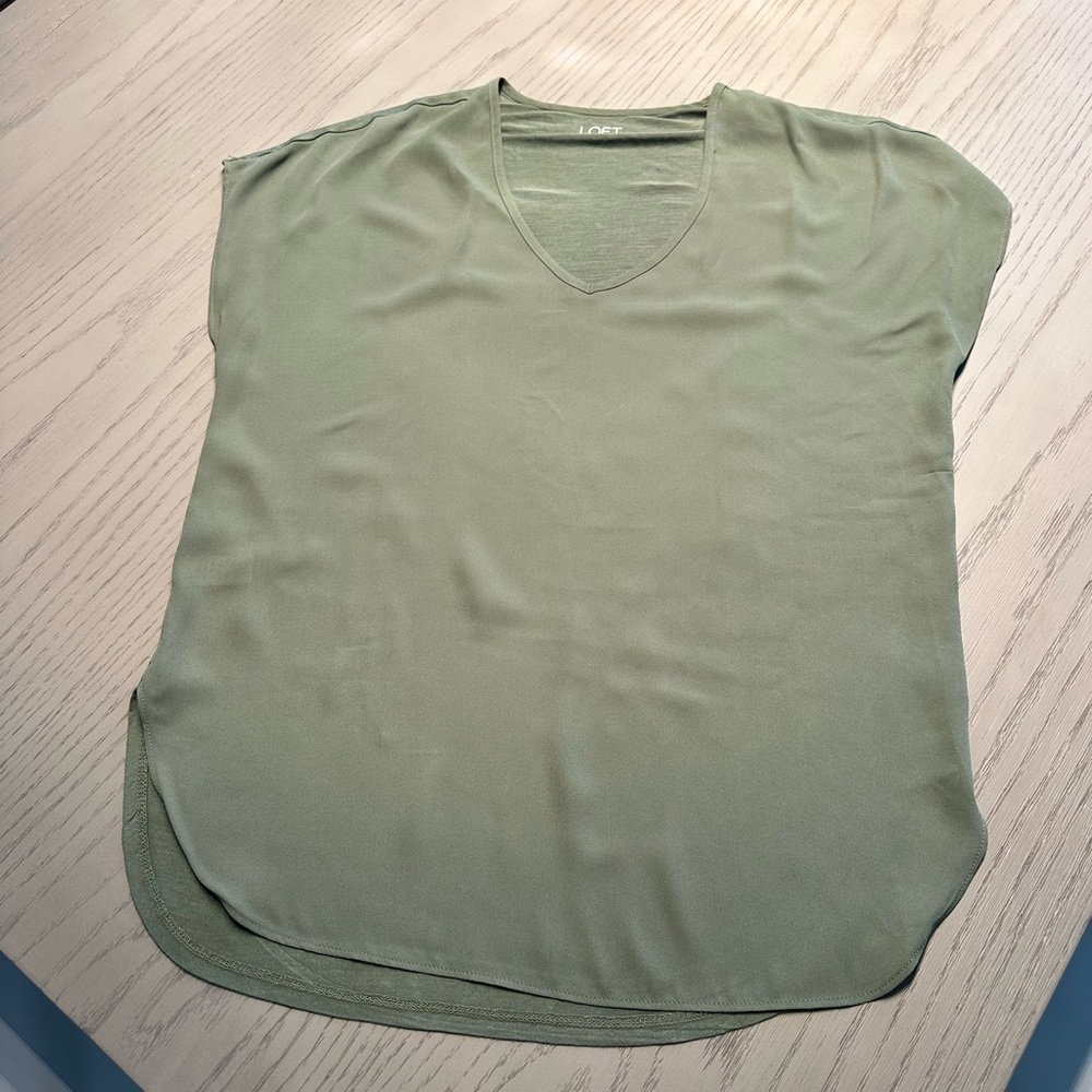 Loft Womens Mixed Media Moss Green Sleeveless Top Size XS